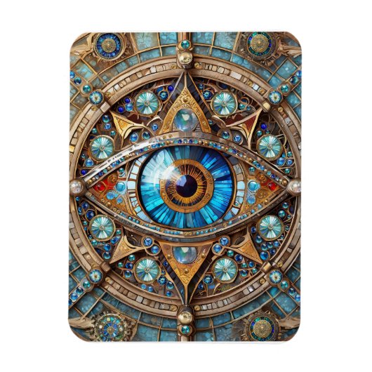 Derde oog - Turquoise Blauw Gouden Mandala Magneet (Verticaal)