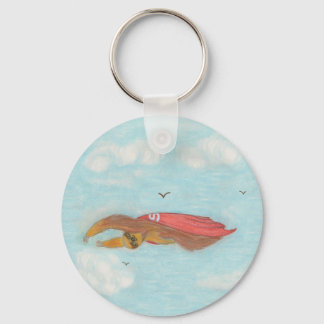 Derde sleepsleuf met rode cape, supersloth sleutelhanger
