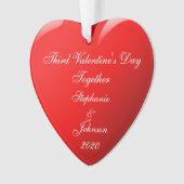 Derde Valentijnsdag samen noemt hart rood Ornament (voorkant)
