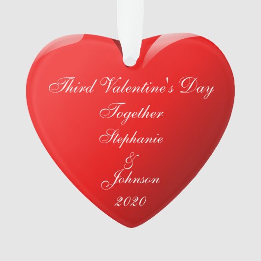 Derde Valentijnsdag samen noemt hart rood Ornament (voorkant)