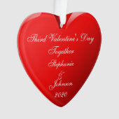 Derde Valentijnsdag samen noemt hart rood Ornament (voorkant)