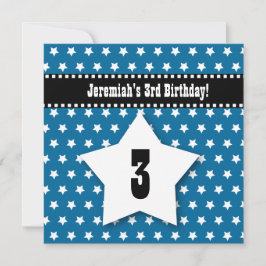 Derde verjaardag DRIE jaar oude Jongen Blue Stars  Kaart