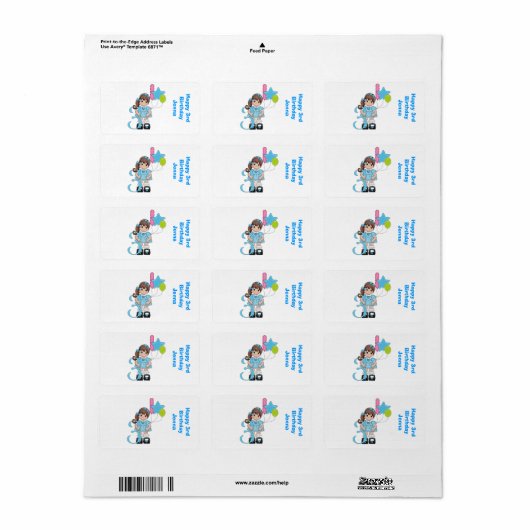 Derde Verjaardag Nugget Miniatuur Snoep Wrapper Etiket (Full Sheet)