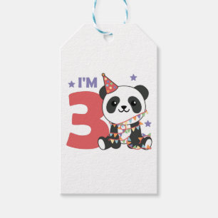 Derde verjaardag Panda voor kinderen 3 jaar Label Cadeaulabel
