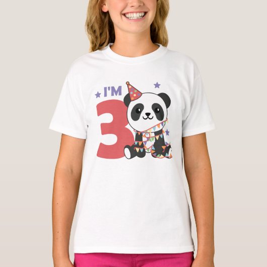 Derde verjaardag Panda voor kinderen 3 jaar t-shir T-shirt (Voorkant)