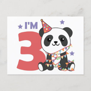 Derde verjaardag panda voor kinderen van 3 jaar an briefkaart