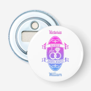 Derde verjaardag traditionele leer button flesopener