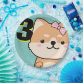 Derde verjaardag van de Schute Shiba Inu Puppy Yuk Papieren Bordje (Feest)
