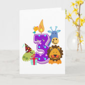 Derde verjaardags Dierlijke vrienden van het Kaart (Gele Bloem)