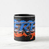 Derek prénom Graffiti blue Tasse orange (Centre)