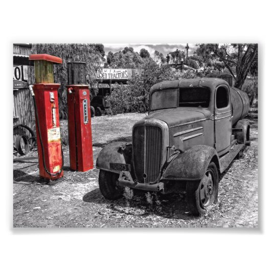 Derelict  Ute-fotografie zwart-wit Foto Afdruk (Voorkant)