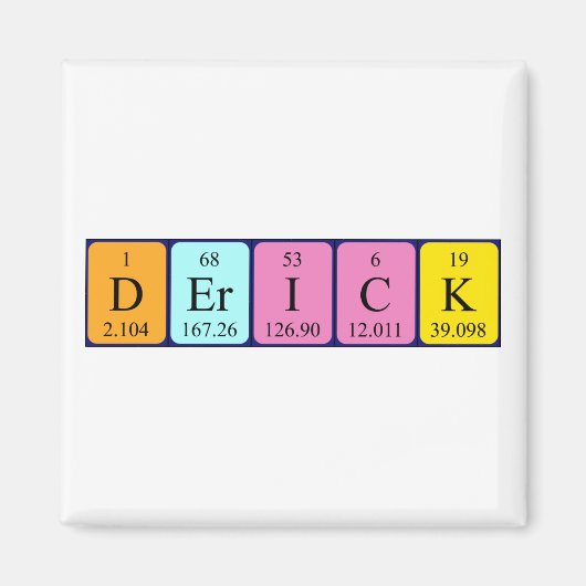 Derick periodieke table name magnet magneet (Voorkant)