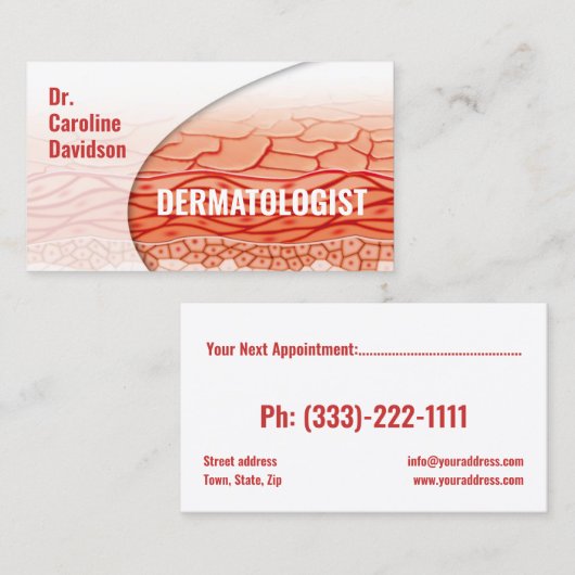 Dermatoloog - Huidlaag Visitekaartje Afsprakenkaartje (Voorkant / Achterkant)