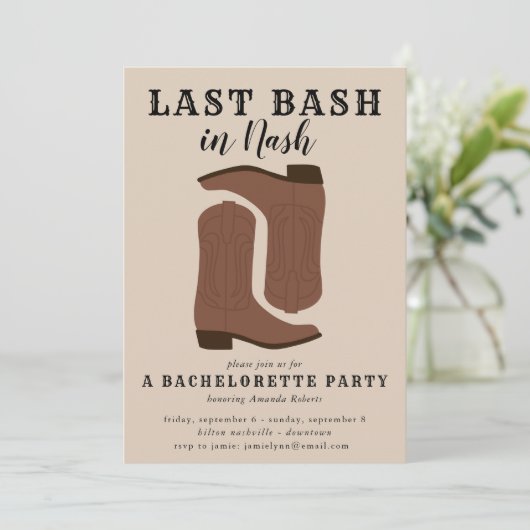 Dernier Bash à Nash Bachelorette Bottes Invitation (Debout devant)