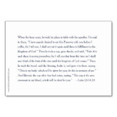 Dernier dîner, Luc 22, Carte de prière pour la Sem (Dos)