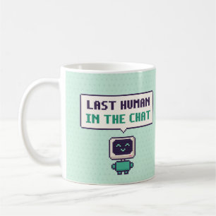Dernier Humain Dans Le Chat Mug AI Pixel Drôle