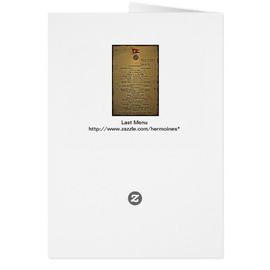 Dernier menu RMS Titanic (Dos)