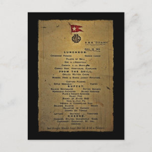Dernier menu RMS Titanic