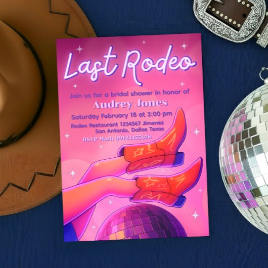 Dernier Rodeo - Invitation de cowgirl Disco