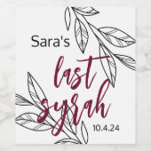 Dernier Syrah I Étiquette de bouteille (Étiquettes simples)