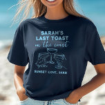 Dernier toast de bachelorette sur mesure à la fête<br><div class="desc">Obtenez des vibes de plage avec notre T-shirt 'Dernier Toast on the Coast' ! Parfait pour les soirées bachelorette côtières,  ce design personnalisé rend la célébration de la future mariée élégante et amusante. #BachelorettePartyVibes</div>