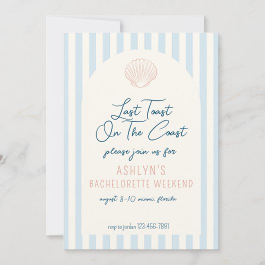 Dernier Toast Sur La Côte Bachelorette Invitation (Devant)