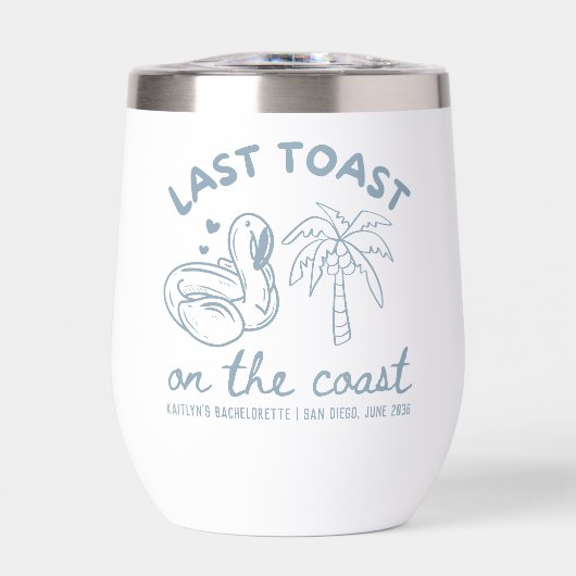 Dernier toast sur la côte Bachelorette Vin Tumbler (Avant)