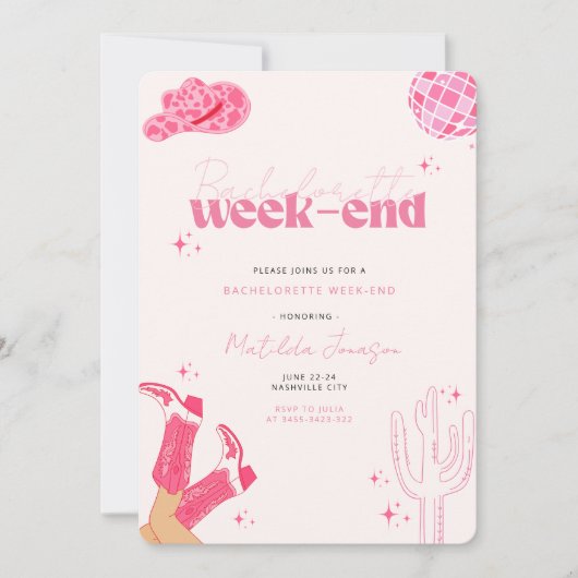 Dernière disco rodéo bachelorette invitation (Devant)