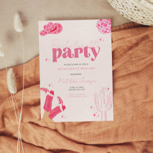 Dernière disco rodéo bachelorette invitation