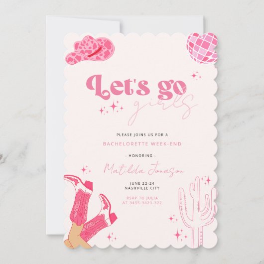 Dernière disco rodéo bachelorette invitation (Devant)