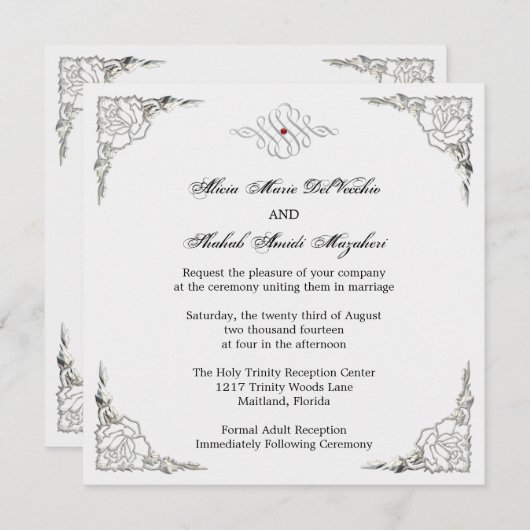 DERNIÈRE Élégante invitation à un mariage d'acclam (Devant / Derrière)