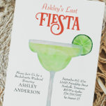 Dernière Fiesta Margarita Bachelorette Invitation<br><div class="desc">Célébrez sa dernière fête avant le grand jour. Cette invitation à la bachelorette présente une aquarelle d'un verre de margarita. Entrez les détails de l'itinéraire ou de l'événement au verso. Customisez avec vos informations et changez tout libellé pour convenir à votre événement.</div>