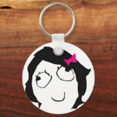 Derpina - zwart haar, roze lint sleutelhanger (Voorkant)