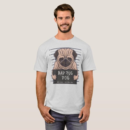 Derpy Bad Pug T-shirt (Voorkant volledig)