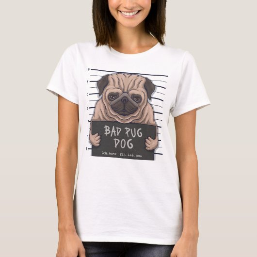 Derpy Bad Pug T-Shirt (Voorkant)
