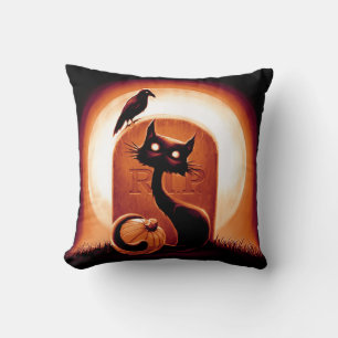 Derpy Halloween Cat van een Tombstone Kussen