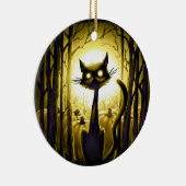 Derpy Little Halloween Cat in a Pumpkin Patch Keramisch Ornament (Rechts)