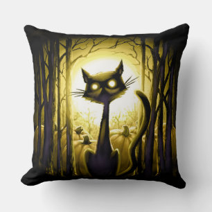 Derpy Little Halloween Cat in a Pumpkin Patch Kussen