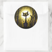 Derpy Little Halloween Cat in a Pumpkin Patch Ronde Sticker (Tas)