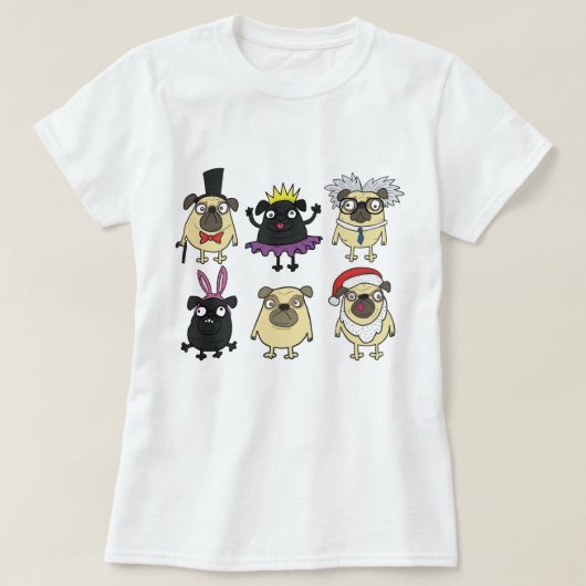 Derpy pugs in kostuums t-shirt (Design voorkant)
