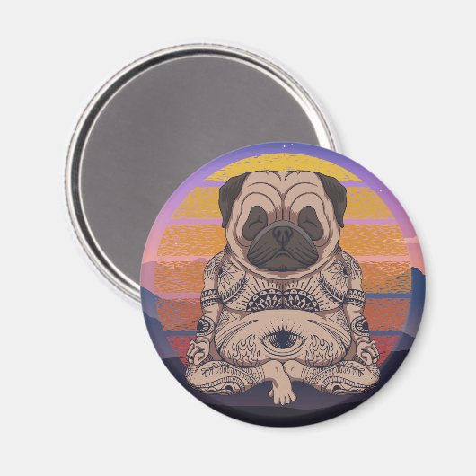 Derpy Yoga Pug Magnet Magneet (Voorkant / Achterkant)