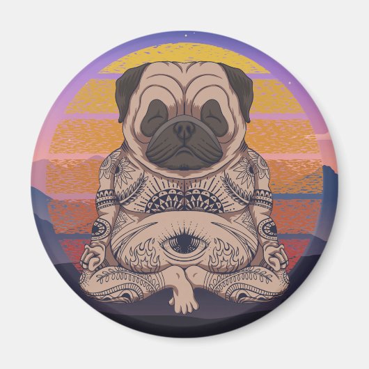 Derpy Yoga Pug Magnet Magneet (Voorkant)