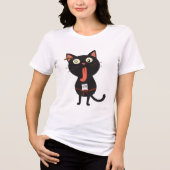 Derpy zwarte kat met Goofy Expression Tri-Blend Shirt (Voorkant)