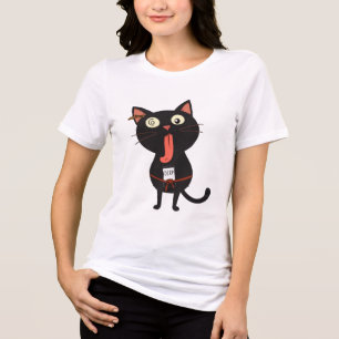 Derpy zwarte kat met Goofy Expression Tri-Blend Shirt