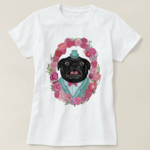 Derpy zwarte pug in hoge hoed t-shirt