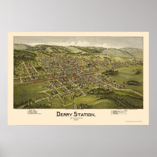 Derry Station, PA Panoramic Map - 1900 Poster
