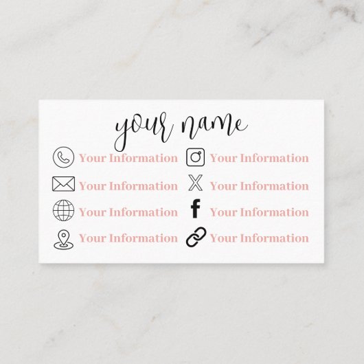 Derset Cactus + Fleurs Boho Carte de visite (Dos)