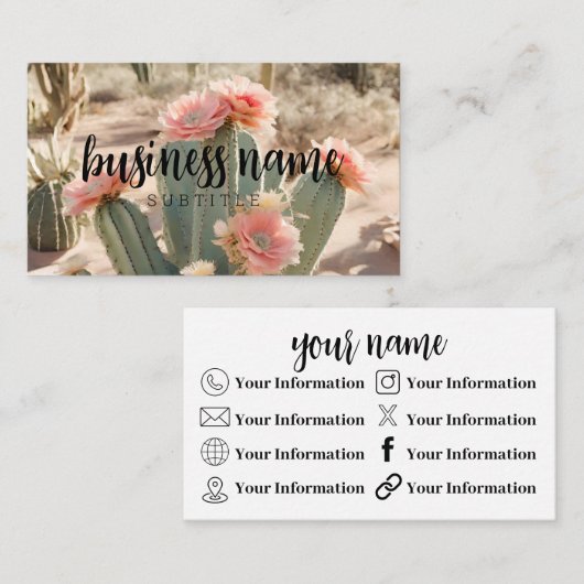 Derset Cactus + Fleurs Carte de visite (Devant / Derrière)