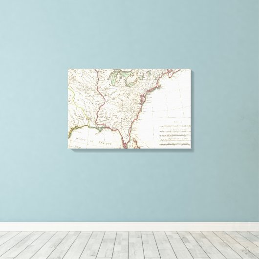 Dertien kolonies Map (1776) Canvas Afdruk (Insitu (Houten vloer))