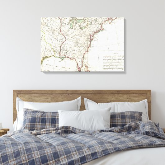 Dertien kolonies Map (1776) Canvas Afdruk (Insitu (Slaapkamer))